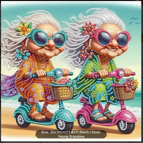 Hand Crafted Other - NWT YOUNG GRANDMA DIAMOND ART SIZE 11.8” x 11.8”.  DIY DIAMOND PAINTING, GIFT